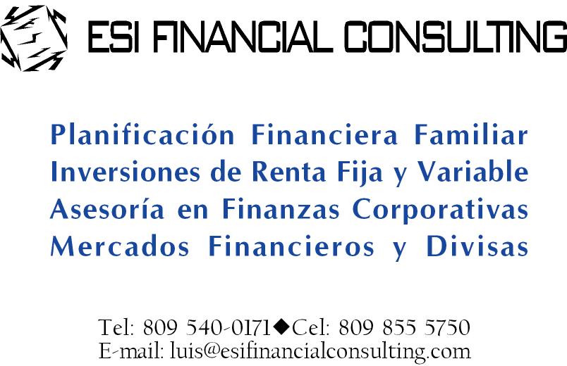 ESI Financial Consulting - Planificacin Financiera Familiar, Inversiones de Renta Fija y Variable, Asesora en Finanzas Corporativas, Mercados Financieros y Divisas en Repblica Dominicana